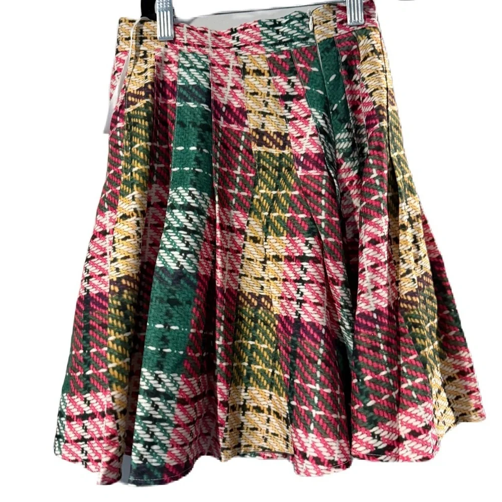 Black Fuzzy Cardigan with Plaid Skirt